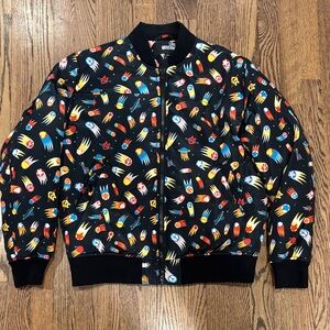 Love Moschino Black Jacket with Yellow and Red Rocket Print
